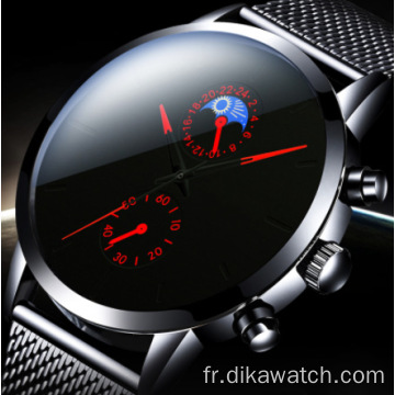 Genève Minimaliste Casual Sport Montre En Cuir Noir Simple Analogique Hommes Montres-Bracelets Marque Chinoise Guangzhou Montre-Bracelet En Gros